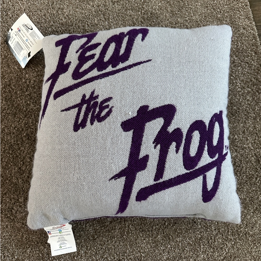 TCU Texas Christian university throw pillow fear the frog purple & white - Picture 8 of 9